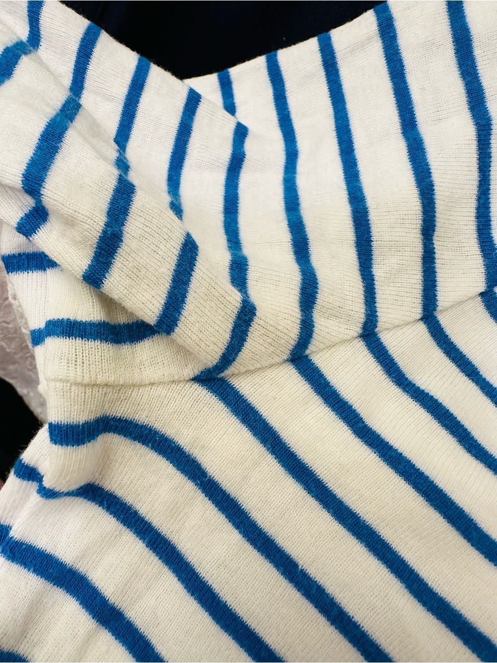 Ralph Lauren 100% Cotton White and Blue Striped Lace-Yoke Knit Dress - Picture 5 of 7